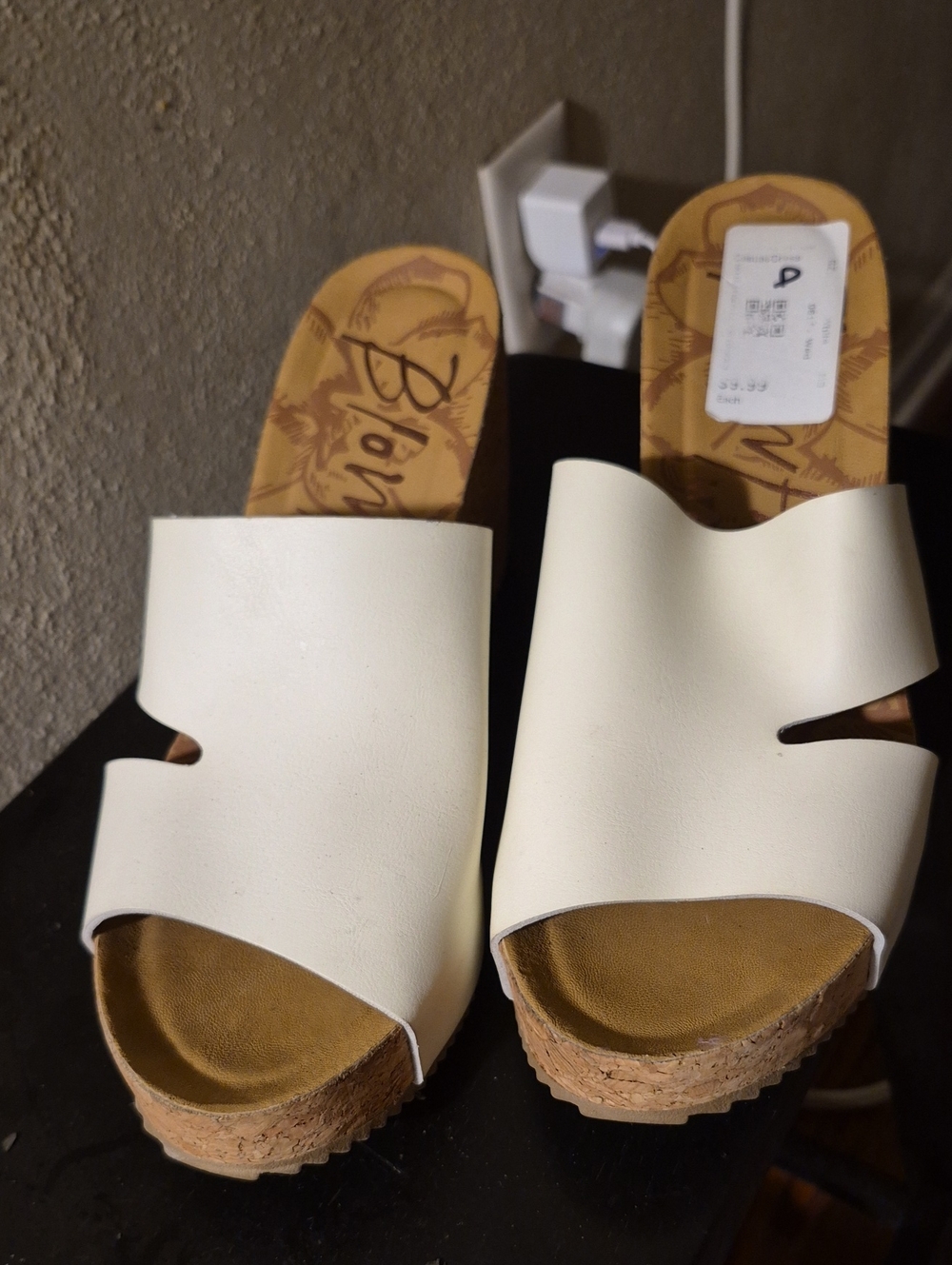 Women's White Cork Slide Mules - Comfortable Slip-On Sandals